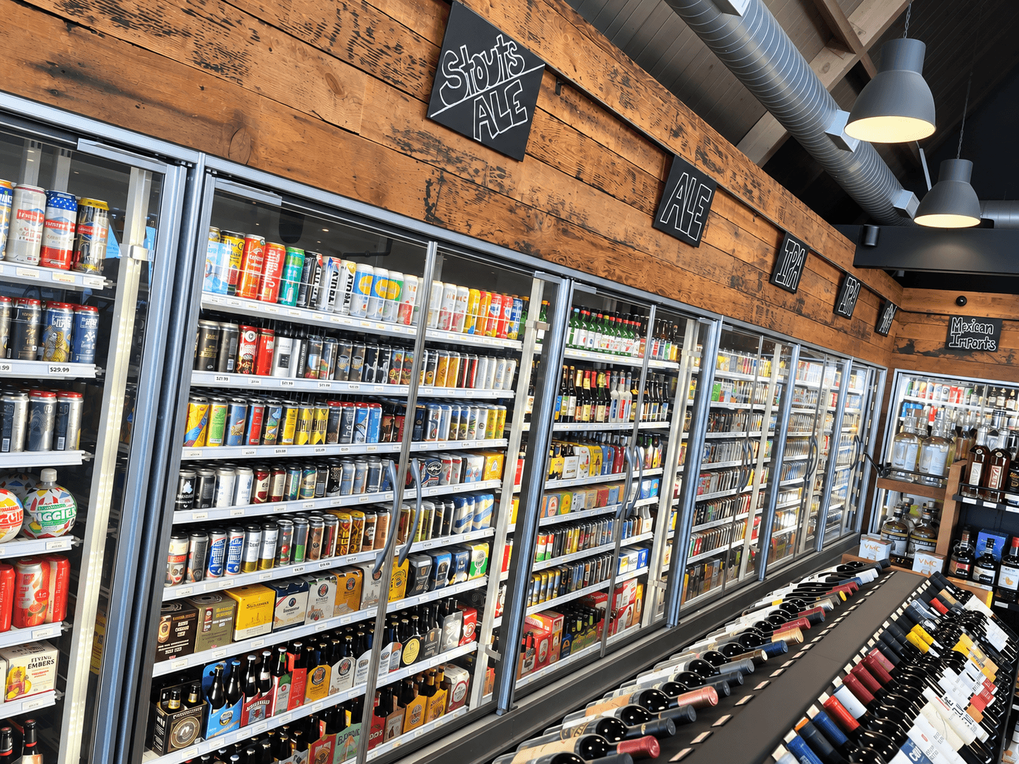 Coldrite beer cave glass doors in a retail store