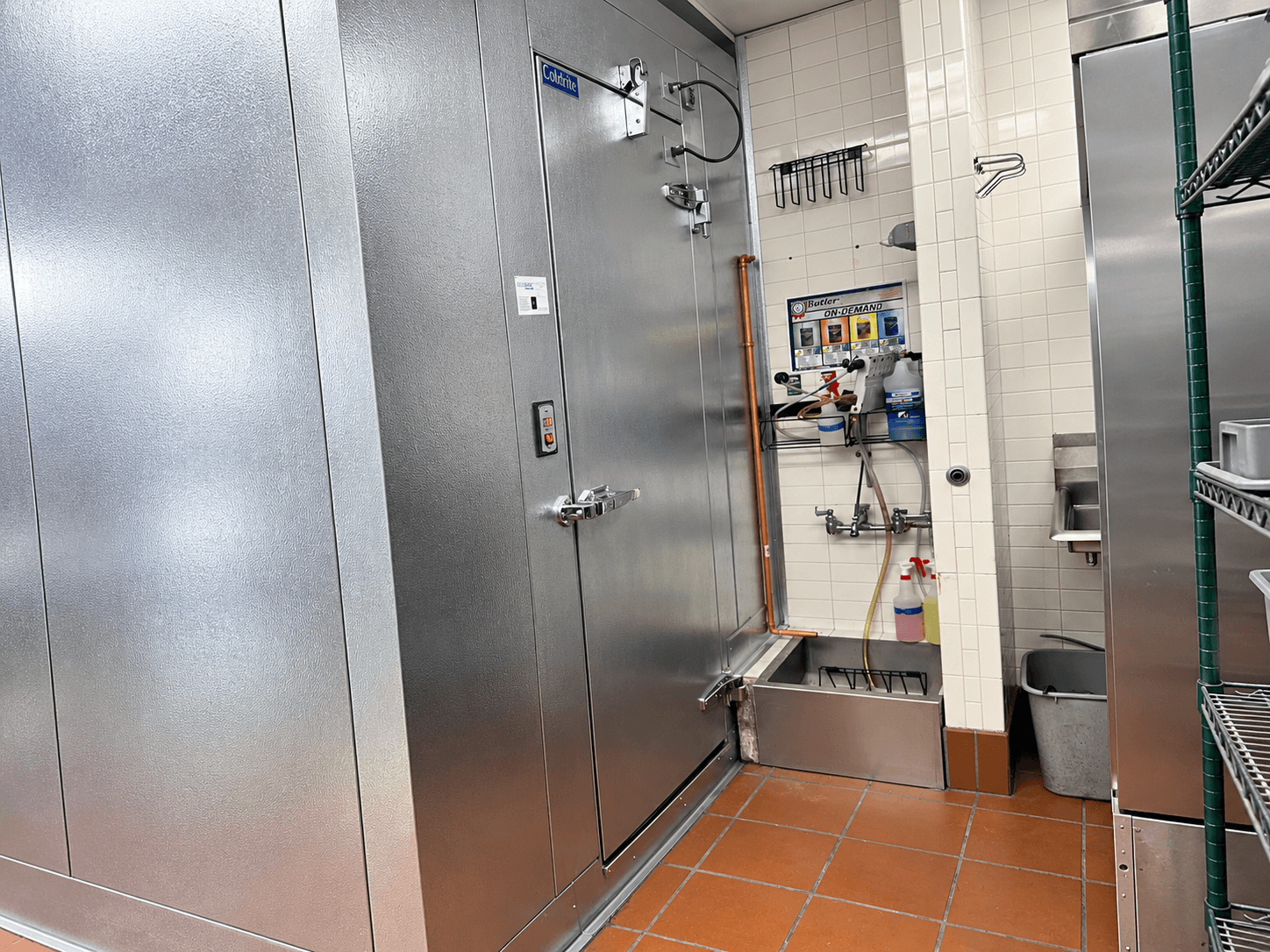 Coldrite walk-in freezer in a commercial kitchen