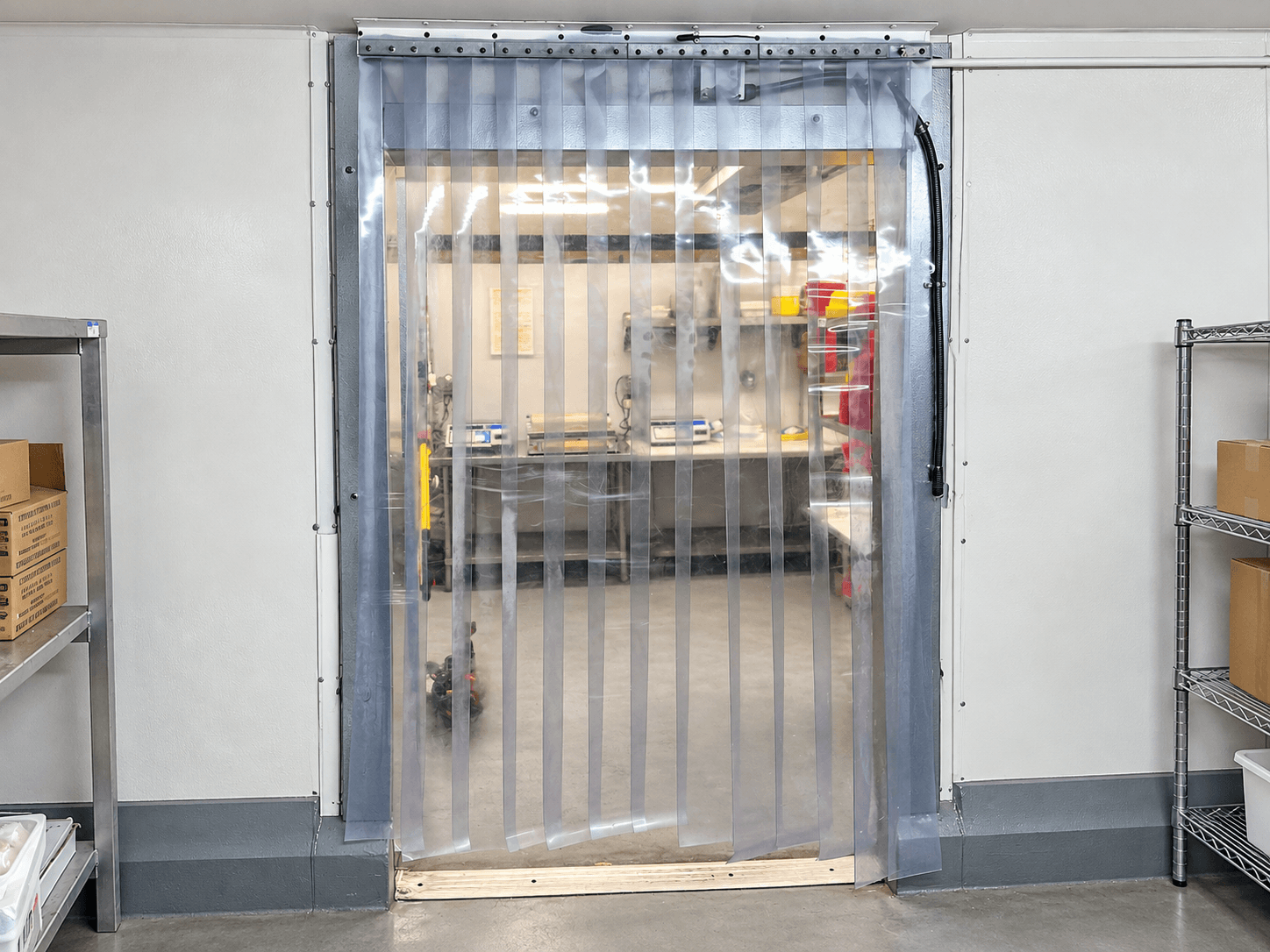 Strip curtain on a Coldrite walk-in doorway