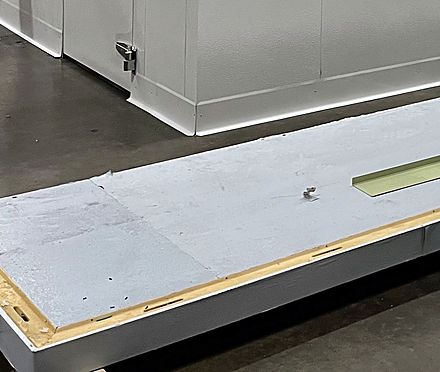 Cut edge of a Coldrite insulated walk-in panel